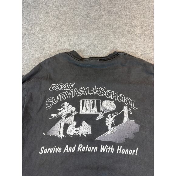 Vintage 90s USAF Survival School Graphic Tee Mens Large Gray Army Military Y2K - Picture 3 of 8